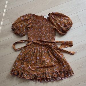 Cleobella Rust Floral Puff Sleeve Dress